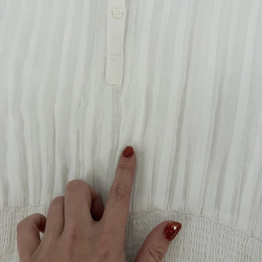 RAILS Sz M Angelina Mini Dress White Striped Sleeveless Smocked 100% Cotton‎ - Picture 8 of 9